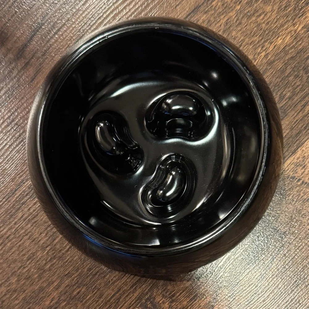 Black Slow Feed Bowl with Unique Interior Design Small